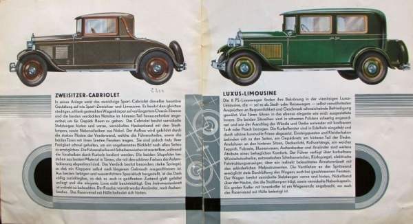 Opel 8/40 PS Sixcylindre 2 Liter Modelprogram 1928 Carbrochure (0255)